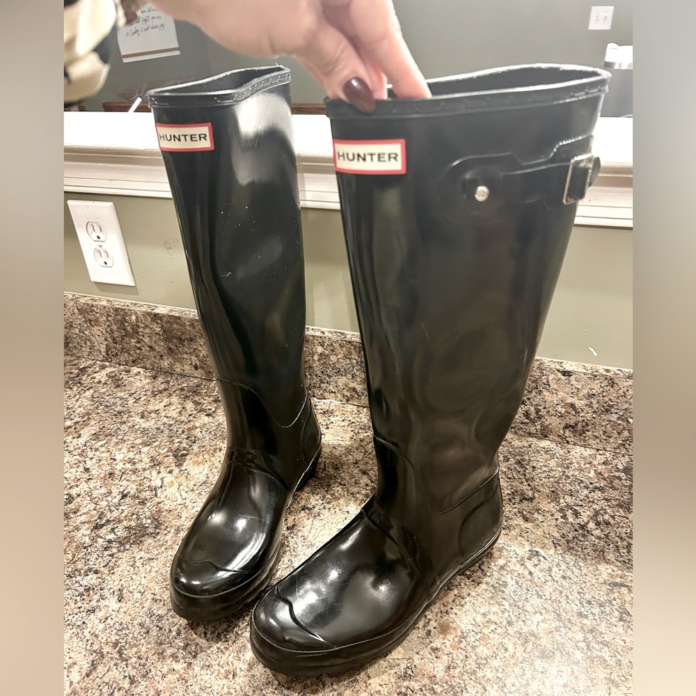 Hunter Women's Wellington Boots Rain, Glossy Black 39